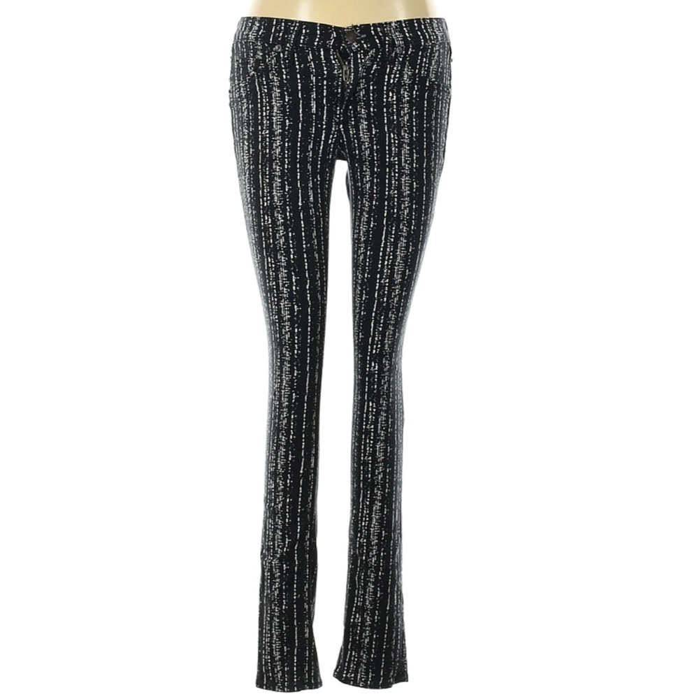 Rag and bone white and black striped design skinny legging jeans